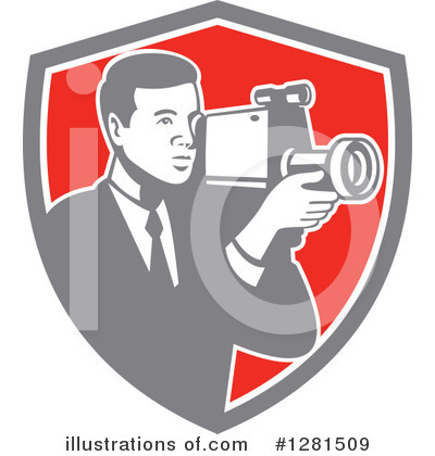 Royalty-Free (RF) Cameraman Clipart Illustration by patrimonio - Stock Sample #1281509