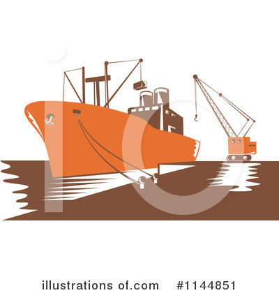Royalty-Free (RF) Cargo Ship Clipart Illustration by patrimonio - Stock Sample #1144851