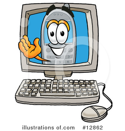 Royalty-Free (RF) Cell Phone Character Clipart Illustration by Mascot Junction - Stock Sample #12862