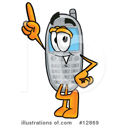 Royalty-Free (RF) Cell Phone Character Clipart Illustration by Mascot Junction - Stock Sample #12869
