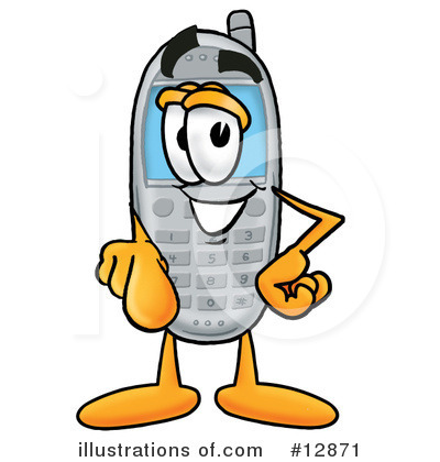 Royalty-Free (RF) Cell Phone Character Clipart Illustration by Mascot Junction - Stock Sample #12871