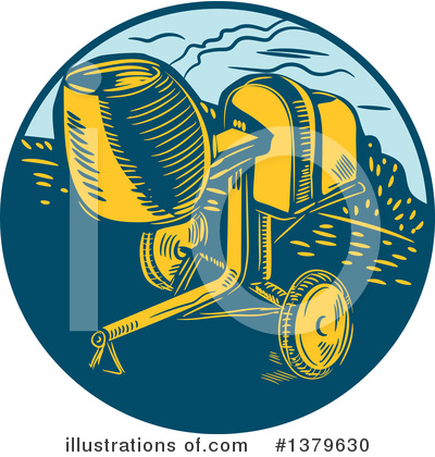 Royalty-Free (RF) Cement Mixer Clipart Illustration by patrimonio - Stock Sample #1379630