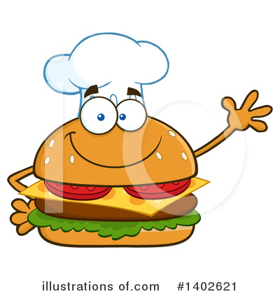 Royalty-Free (RF) Cheeseburger Mascot Clipart Illustration by Hit Toon - Stock Sample #1402621