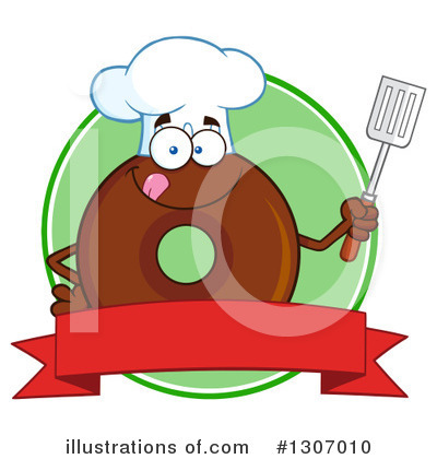 Royalty-Free (RF) Chocolate Donut Character Clipart Illustration by Hit Toon - Stock Sample #1307010