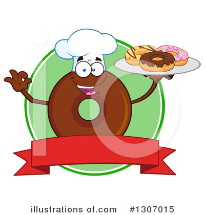 Royalty-Free (RF) Chocolate Donut Character Clipart Illustration by Hit Toon - Stock Sample #1307015