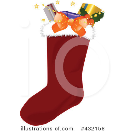Royalty-Free (RF) Christmas Stocking Clipart Illustration by elaineitalia - Stock Sample #432158