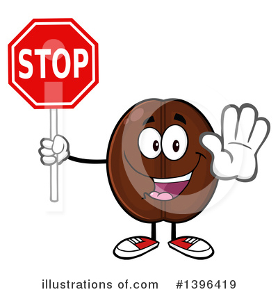 Royalty-Free (RF) Coffee Bean Character Clipart Illustration by Hit Toon - Stock Sample #1396419