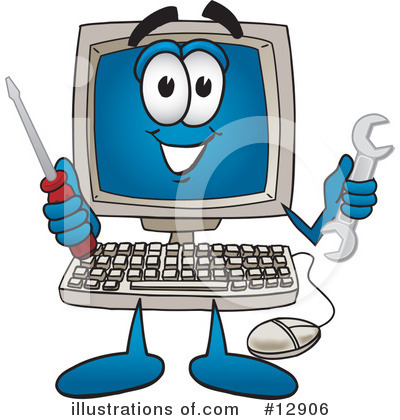 Computer Character Clipart #12906 by Mascot Junction