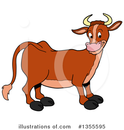 Royalty-Free (RF) Cow Clipart Illustration by LaffToon - Stock Sample #1355595