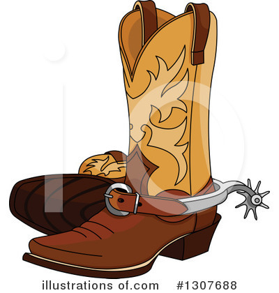 Royalty-Free (RF) Cowboy Boots Clipart Illustration by Pushkin - Stock Sample #1307688