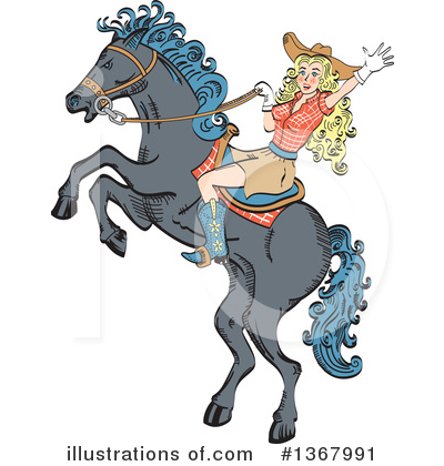 Royalty-Free (RF) Cowgirl Clipart Illustration by Andy Nortnik - Stock Sample #1367991