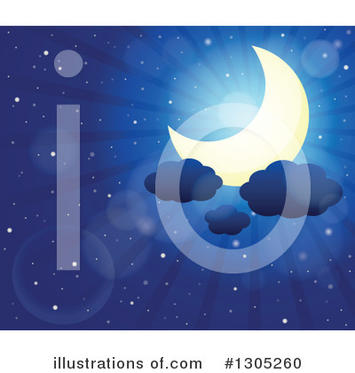 Royalty-Free (RF) Crescent Moon Clipart Illustration by visekart - Stock Sample #1305260