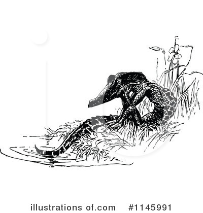 Royalty-Free (RF) Crocodile Clipart Illustration by Prawny Vintage - Stock Sample #1145991