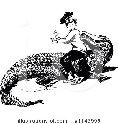 Royalty-Free (RF) Crocodile Clipart Illustration by Prawny Vintage - Stock Sample #1145996