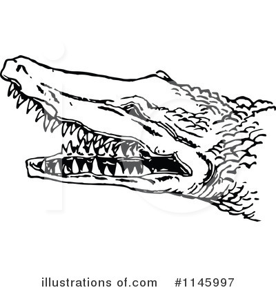 Royalty-Free (RF) Crocodile Clipart Illustration by Prawny Vintage - Stock Sample #1145997