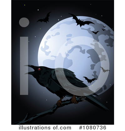 Royalty-Free (RF) Crow Clipart Illustration by Pushkin - Stock Sample #1080736