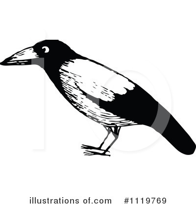 Royalty-Free (RF) Crow Clipart Illustration by Prawny Vintage - Stock Sample #1119769