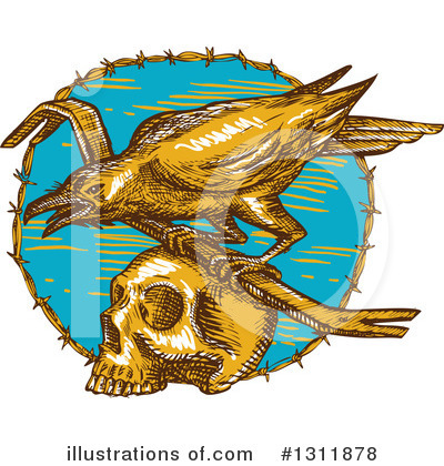 Royalty-Free (RF) Crow Clipart Illustration by patrimonio - Stock Sample #1311878