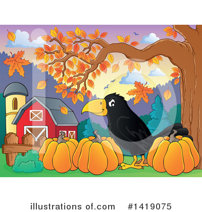 Royalty-Free (RF) Crow Clipart Illustration by visekart - Stock Sample #1419075