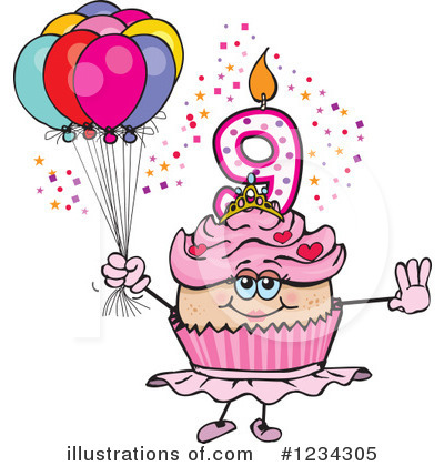 Birthday Cupcake Clipart #1234305 by Dennis Holmes Designs
