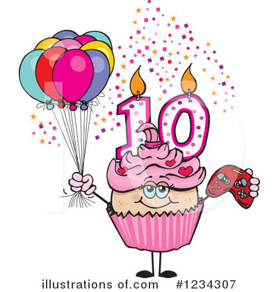 Birthday Cupcake Clipart #1234307 by Dennis Holmes Designs