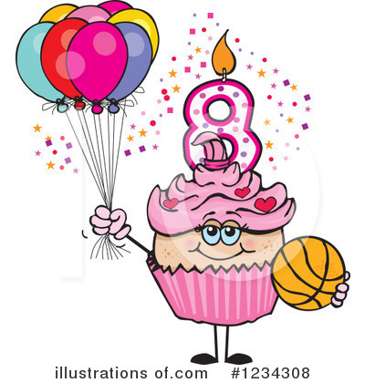 Birthday Cupcake Clipart #1234308 by Dennis Holmes Designs