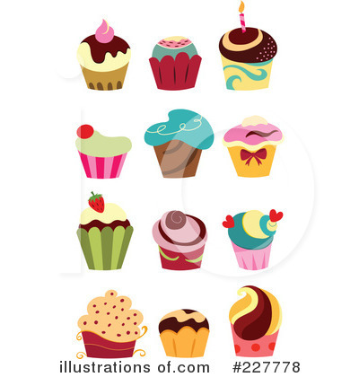 Royalty-Free (RF) Cupcakes Clipart Illustration by yayayoyo - Stock Sample #227778