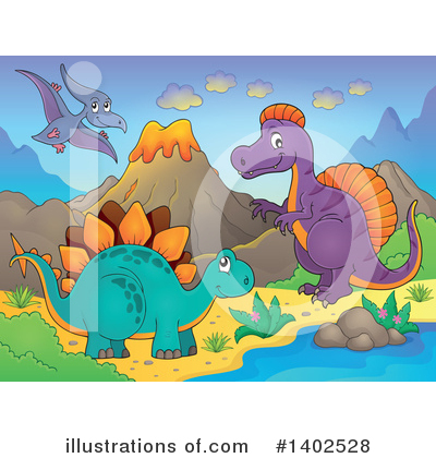 Royalty-Free (RF) Dinosaur Clipart Illustration by visekart - Stock Sample #1402528