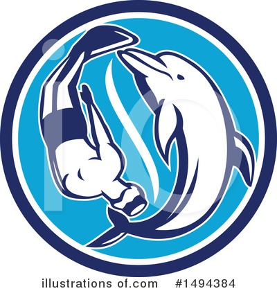 Royalty-Free (RF) Dolphin Clipart Illustration by patrimonio - Stock Sample #1494384