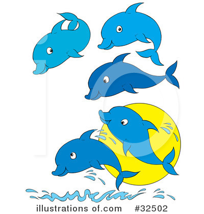Royalty-Free (RF) Dolphins Clipart Illustration by Alex Bannykh - Stock Sample #32502