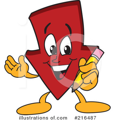 Royalty-Free (RF) Down Arrow Mascot Clipart Illustration by Mascot Junction - Stock Sample #216487