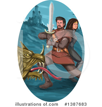 Royalty-Free (RF) Dragon Clipart Illustration by patrimonio - Stock Sample #1387683