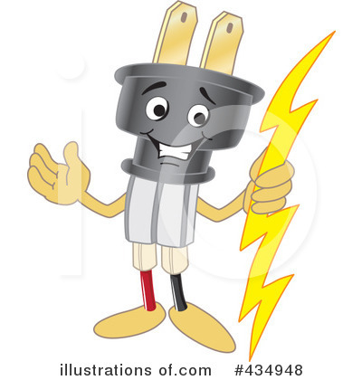 Electric Plug Mascot Clipart #434948 by Mascot Junction