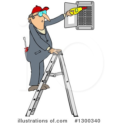 Royalty-Free (RF) Electrician Clipart Illustration by djart - Stock Sample #1300340