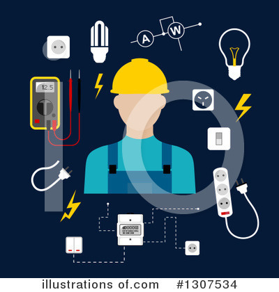 Royalty-Free (RF) Electrician Clipart Illustration by Vector Tradition SM - Stock Sample #1307534