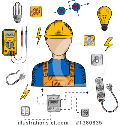 Royalty-Free (RF) Electrician Clipart Illustration by Vector Tradition SM - Stock Sample #1380835