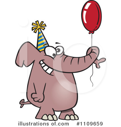 Royalty-Free (RF) Elephant Clipart Illustration by toonaday - Stock Sample #1109659