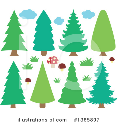Royalty-Free (RF) Evergreen Clipart Illustration by visekart - Stock Sample #1365897
