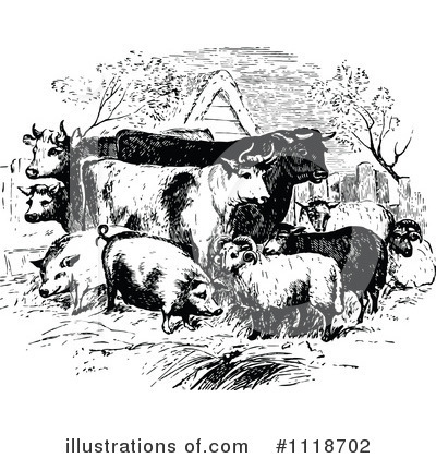 Royalty-Free (RF) Farm Animals Clipart Illustration by Prawny Vintage - Stock Sample #1118702