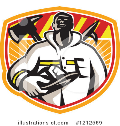 Royalty-Free (RF) Fireman Clipart Illustration by patrimonio - Stock Sample #1212569