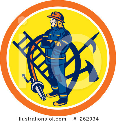 Royalty-Free (RF) Fireman Clipart Illustration by patrimonio - Stock Sample #1262934