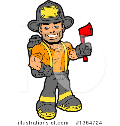 Royalty-Free (RF) Fireman Clipart Illustration by Clip Art Mascots - Stock Sample #1364724