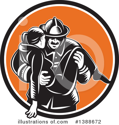Royalty-Free (RF) Fireman Clipart Illustration by patrimonio - Stock Sample #1388672