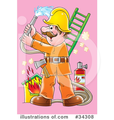Royalty-Free (RF) Fireman Clipart Illustration by Alex Bannykh - Stock Sample #34308
