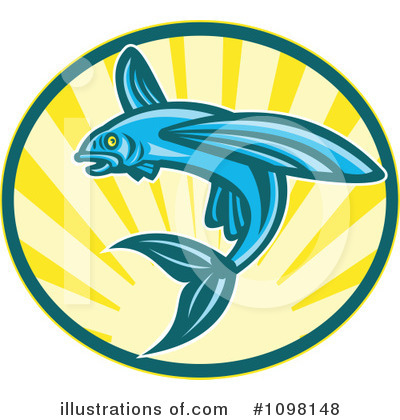 Royalty-Free (RF) Flying Fish Clipart Illustration by patrimonio - Stock Sample #1098148