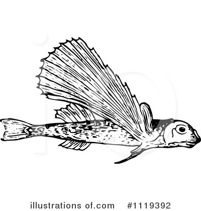 Royalty-Free (RF) Flying Fish Clipart Illustration by Prawny Vintage - Stock Sample #1119392