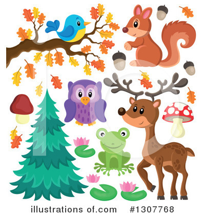 Royalty-Free (RF) Forest Animals Clipart Illustration by visekart - Stock Sample #1307768