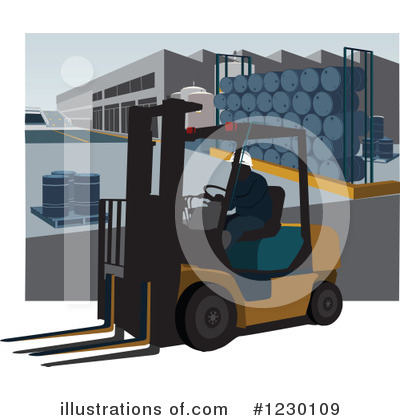 Forklift Clipart #1230109 by David Rey