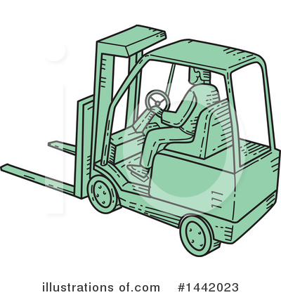 Royalty-Free (RF) Forklift Clipart Illustration by patrimonio - Stock Sample #1442023