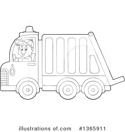 Royalty-Free (RF) Garbage Truck Clipart Illustration by visekart - Stock Sample #1365911